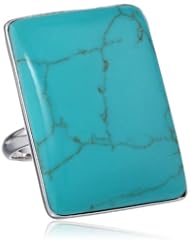 Sterling Silver Turquoise Rectangle Shaped Ring