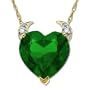 14k Yellow Gold Created Emerald and Diamond Devil Heart Pendant, 18"
