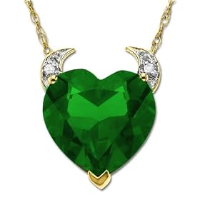 Buy 14k Yellow Gold Created Emerald and Diamond Devil Heart Pendant, 18 by Amazon.com Collection