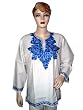 Yoga Short Kurta Crewel Embroidery Cotton Women White Tunic Top Large