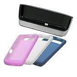 Blackberry Charging Pod with Pink, White and Dark Blue Silicone Skin Case for Blackberry Storm2 9550 9520