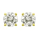 10k Yellow Gold Round Diamond 4-Prong Stud Earrings (1/10 cttw, I-J Color, I3 Clarity)