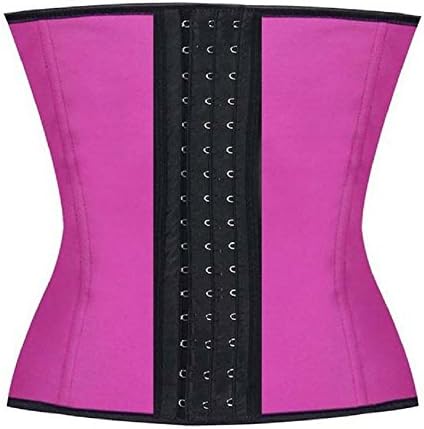 KUVIO Women's Latex Sport Waist Trainer Girdle Corset HourGlass Cincher Shapers Weight Loss Workout XS-5XL (X-Large, Pink)
