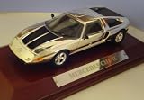 1/43 Scale Chrome Plated Mercedes C111 Mark 2 Model Car On Wooden Base & Clear Perspex Case