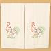 Stamped Embroidery Cream Herringbone Kitchen Towel Pair: Rooster