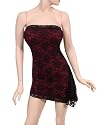 Sexy Strapless Black & Red Lace Handkerchief Mini Party Cocktail Clubwear Dress - Large Size