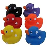 Set of 6 Rubber Ducks Assorted Colours With Polka Dot Design