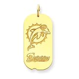 14K Miami Dolphins Lg Dog Tag Lg Logo Charm