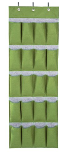 Wenko 3440210100 H&auml;ngeorganizer Filz - 20 F&auml;cher, 3 Edelstahl-Haken, 46 x 136 cm, grau-gr&uuml;n