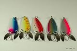 Lot of 5 New 3 Casting Spoon Fishing Lures with 2 Side Spoons on each - .88 Oz