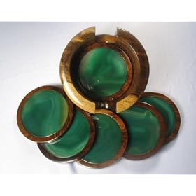 Click here to buy Green Agate Coaster Set by Fabio.