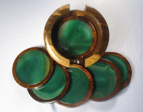 Green Agate Coaster Set Green agate coaster set . Made in Brazil comes ...