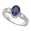 14K White Gold Iolite and Diamond Ring