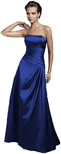 HaoSiJie Women's Strapless Long Satin Bandage Bridesmaid Dress Size 10 US Royal Blue