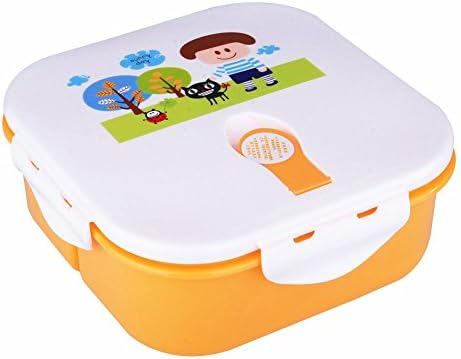 Portables Meal Prep Container; Portion Control; Leakproof Reusable Food Container; Bento Lunch Box Children's 3-compartment Bento Leak-proof Lovely Microwaveable Lunch Box Food Container Orange