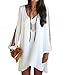 Amoin Women Off Shoulder V-neck A-line Mini Strapless Loose Casual Dress