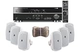 Yamaha RXV367 3D-Ready 5.1-Channel Digital Home Theater Audio/Video Receiver with 1080p-compatible HDMI repeater & Upgraded CINEMA DSP + Set of 6 Yamaha All Weather Indoor / Outdoor 120 watt Wall Mountable Natural Sound 2-way Acoustic Suspension Speakers - White + 100ft 16 AWG Speaker Wire