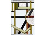 Brown ART DECO ARCHITECTURAL Suncatcher Window 14w x 20.5h Glass Panel