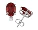 11X8mm Oval Garnet and Diamond Stud Earrings in 14K White Gold