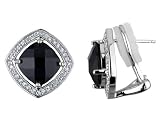 CRISLU Fancy Cut Pave Earrings in Sterling Silver with 7.32 Carats (ctw) of Black and White Cubic Zirconia (CZ)