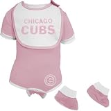 Infant Chicago Cubs Pink Onesie, Bib & Bootie Set