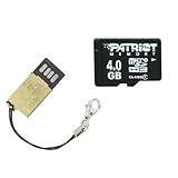 Patriot 4GB microSD Memory Card + USB Reader (Metal Shell) for use with HTC ....