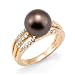 Chocolate Tahitian Pearl Ring with Diamonds in 14K Rose Gold