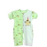 CHOUeTTe ベビー服 ロンパース 新生児～１歳まで 前開き ボタン 半袖 綿100% 肌着 可愛い アニマル柄 出産祝い 誕生日プレゼントにもどうぞ 色柄サイズ多数 オリジナルタオル付き (サル
