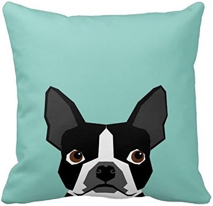 Boston Terrier - Cute Dog Pet Art Illustration Throw Pillowcases Personalized 18x18 Inch Square Cotton Throw Pillow Case Case Decor Cushion Covers (One Side)