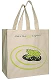 Make the Leap to Green, 100% Cotton Canvas Grocery/Multipurpose Tote Bag 5 Pack Set, Wide 8.5 Inch Flat Bottom