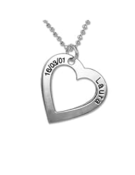Sterling Silver Engraved Heart Necklace - Custom made with any name!