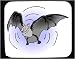Decorated Mouse Pad with bat, sonar, flying, rodent, gray