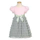 Bonnie Jean Pink Green Ruffle Baby Toddler Girls Easter Dress 3M-4T