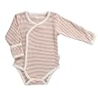 Tadpoles Cotton Pinstripe Kimono-Style Bodysuit - Cocoa