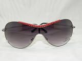 Classic Aviators with Red and Black Crystals