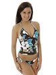 Tropical Brown Turquoise Floral print Halter Tankini Swim Suit Set Junior Sizes S or L
