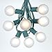 G50 Patio String Lights with 25 Frosted Globe Bulbs – Outdoor String Lights – Market Bistro Café Hanging String Lights – Patio Garden Umbrella Globe Lights - Green Wire - 25 Feet