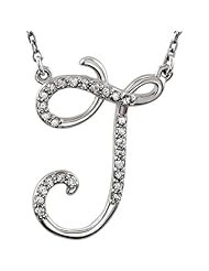 1/8 cttw Diamond Initial J  Necklace in Sterling Silver