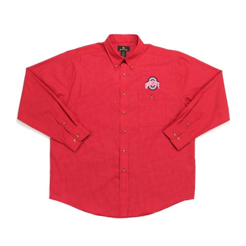 Antigua Ohio State Matrix Mini Check Long Sleeve Shirt (X-Large, Dark Red/White)