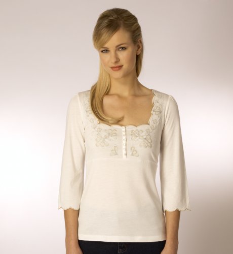 Per Una 3/4 Sleeve Scalloped Top clothing