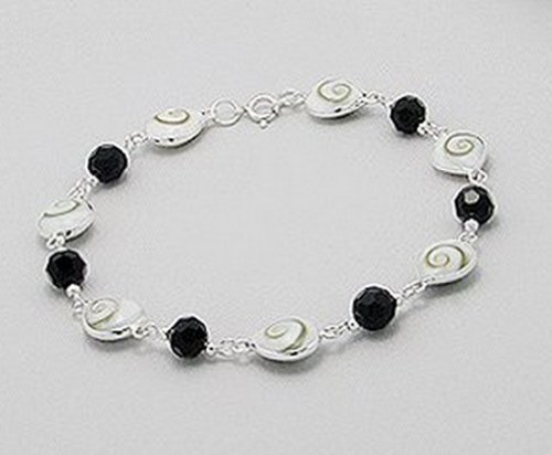 Gems Couture Sterling Silver Shell w/ Black Onyx Bracelet