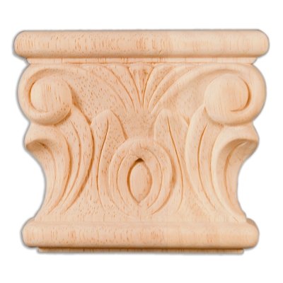 Jeffrey Alexander Acanthus Capital (CAP1RW) 1 x 3-7/8 x 3-1/2, Rubberwood
