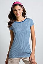 Short Sleeve 1x1 Rib Cotton Fine Stripe T-Shirt