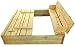 Sandkasten 1,5 x 1,5 m mit Bank und Deckel aus Holz unbehandelt