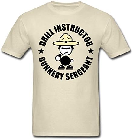 Disguiser Drill Instructor Gunnery Sergeant Men's T-Shirts Short Sleeve Cotton Khaki L