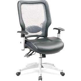Office Star Space Light Air Grid Manager's Chair, Air Grid Back/Leather Seat