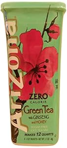 AriZona Sugar Free Green Tea with Ginseng & Honey Iced Tea Mix, 1.7-Ounce, 2 QT Stix in Canister (Pack of 4)