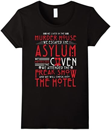 Women's AHS Murder House, Asylum, Coven, Freak Show, Hotel Shirt Small Black