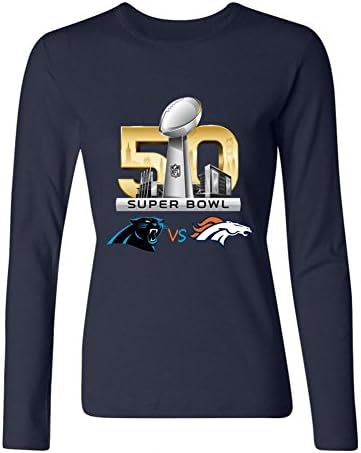 Women's Carolina Panthers vs Denver Broncos 2016 Super Bowl 50 Long Sleeves T-Shirts