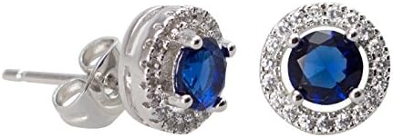 Ismell 1 Pair Fashion Women Elegant Zircon Diamond Stud Earring (Blue)